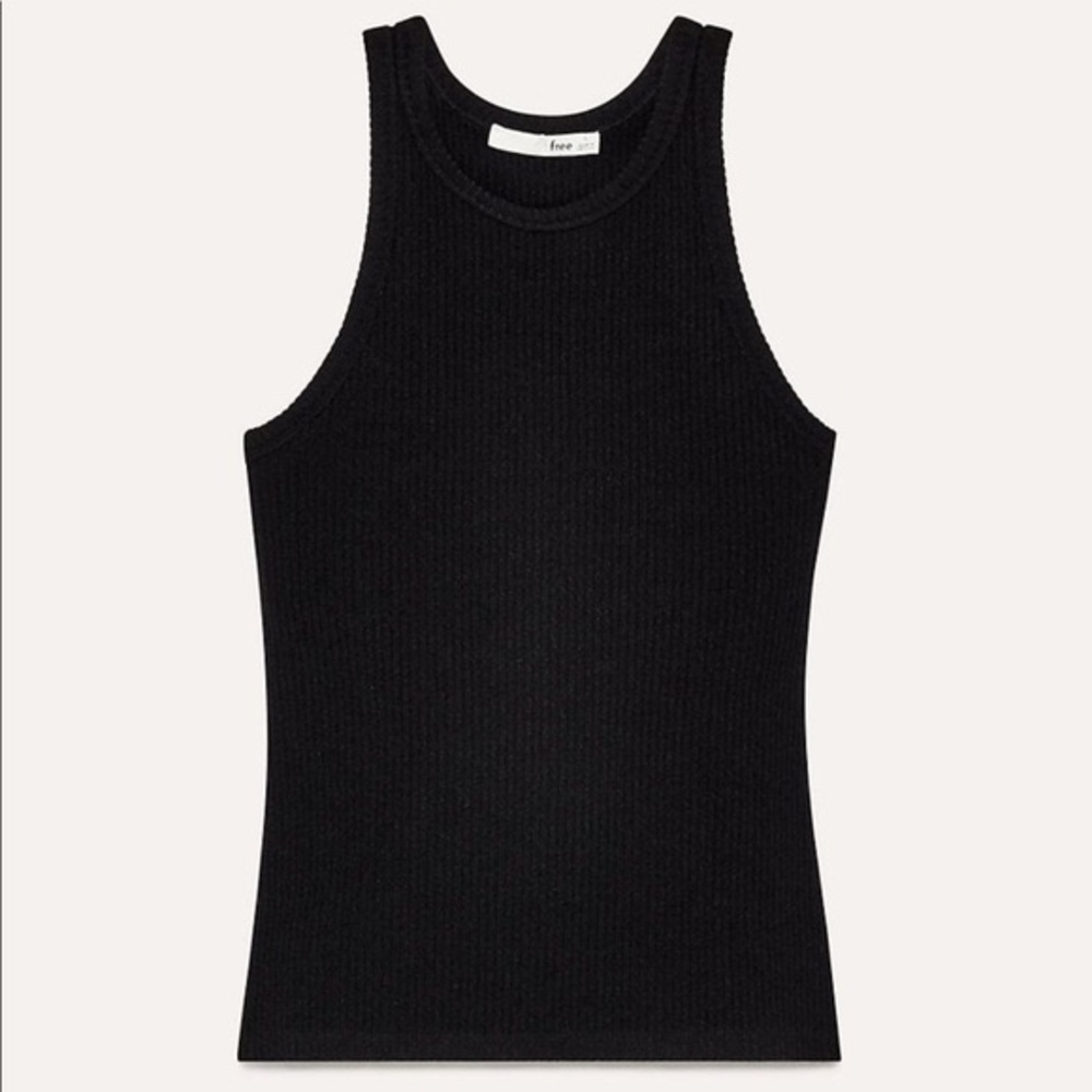 Aritzia Wilfred Free Ribbed Knit Arruda Black Racerback Tank Top